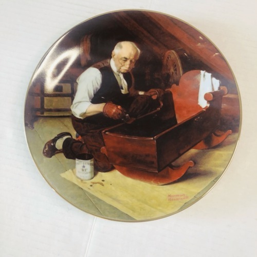 norman rockwell grandpa's gift Plate by edwin m. knowles china co‎ no box
